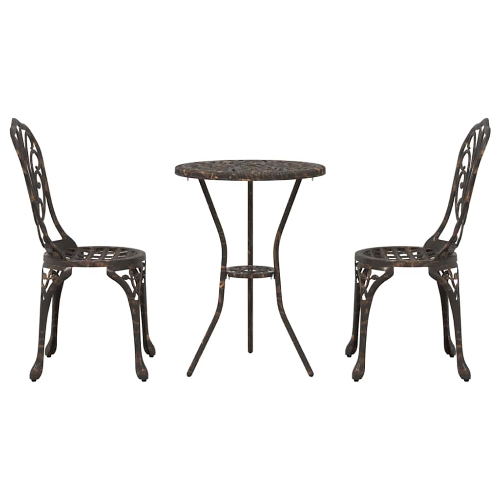 vidaXL Tuin Bistro Set 3 pcs Brons Aluminium