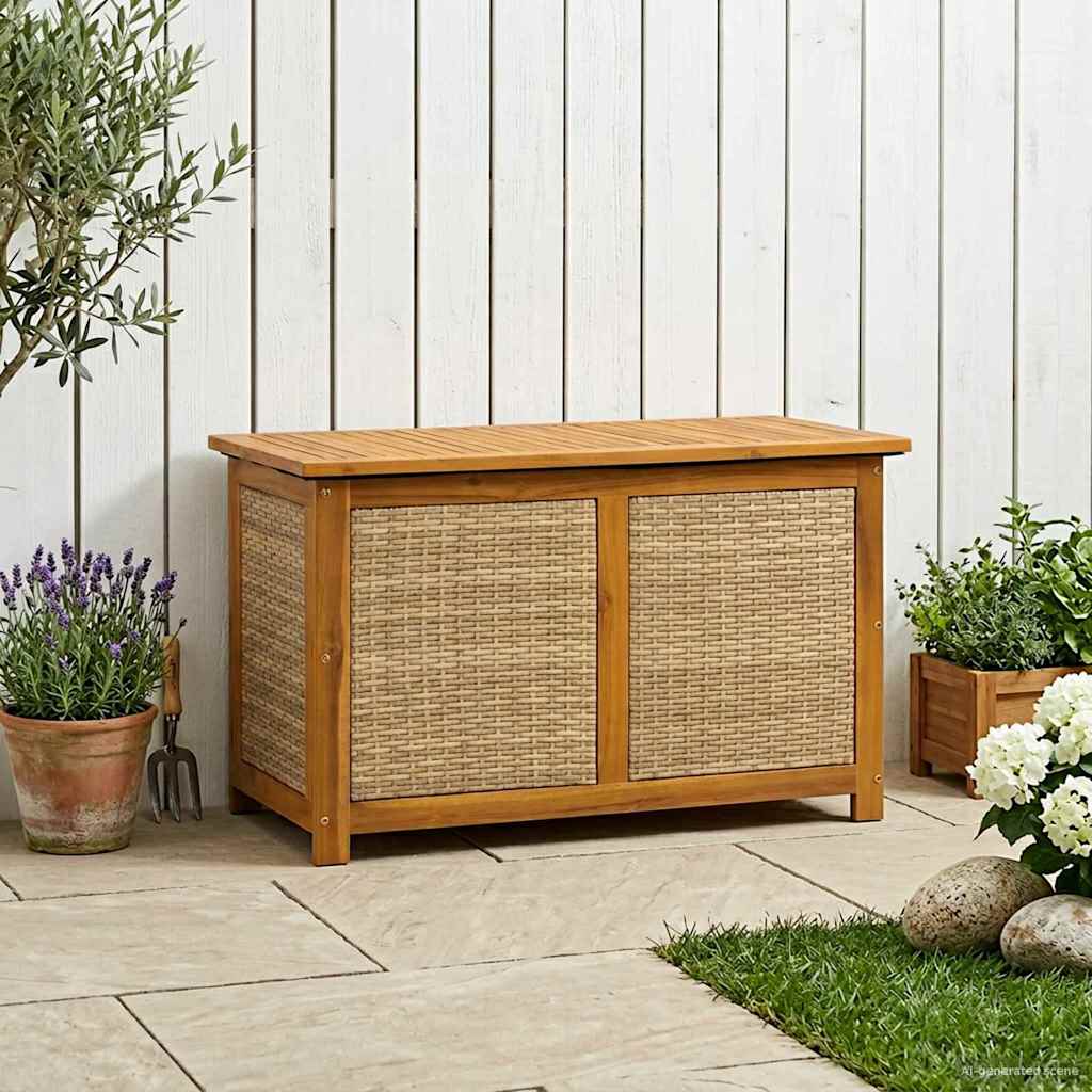 vidaXL Tuinopslagdoos 185 L Massief Acacia Hout 60 x 50 x 56 cm Zwart