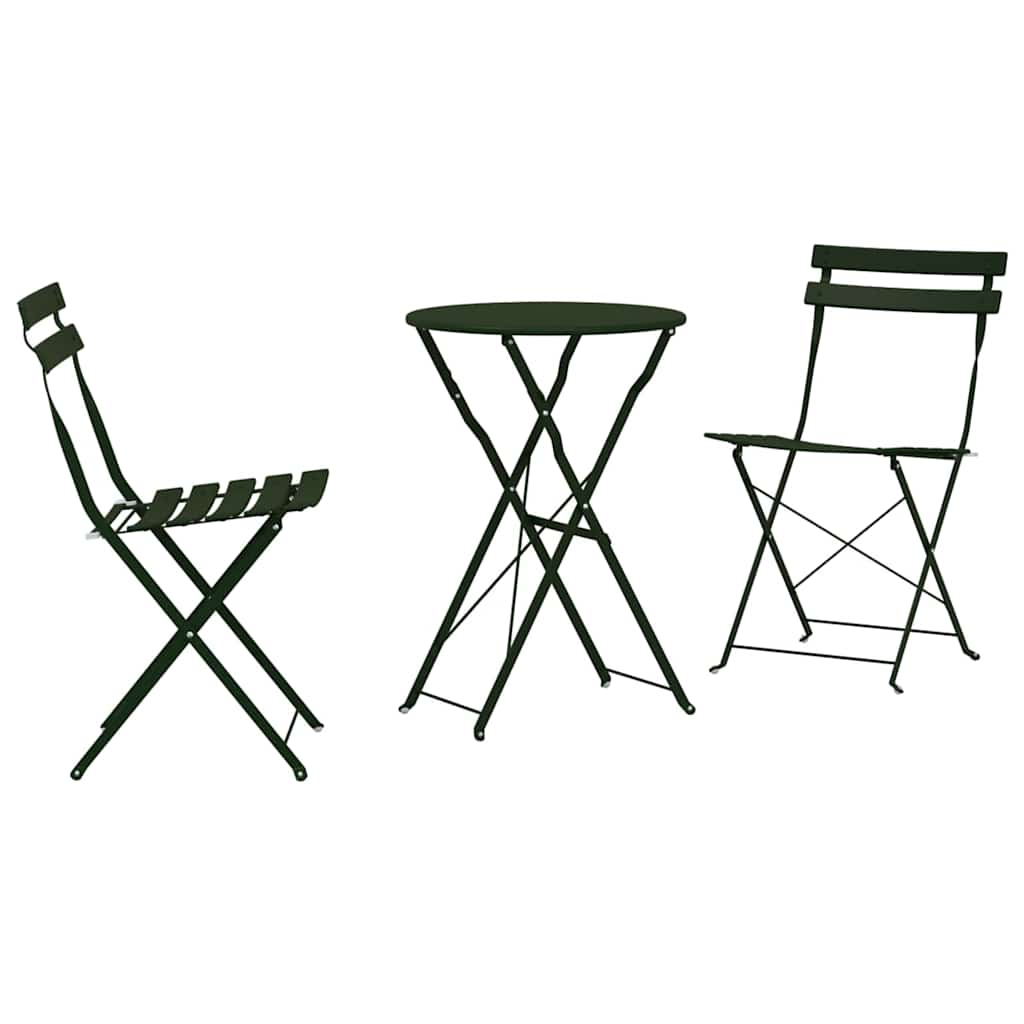 vidaXL Opvouwbare Bistroset 3 pcs Bossen Staal