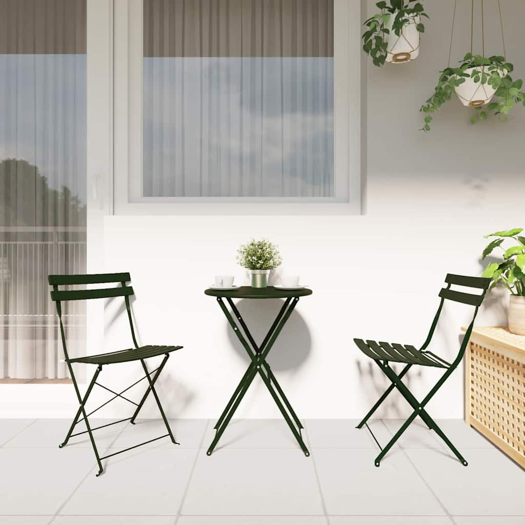 vidaXL Opvouwbare Bistroset 3 pcs Bossen Staal