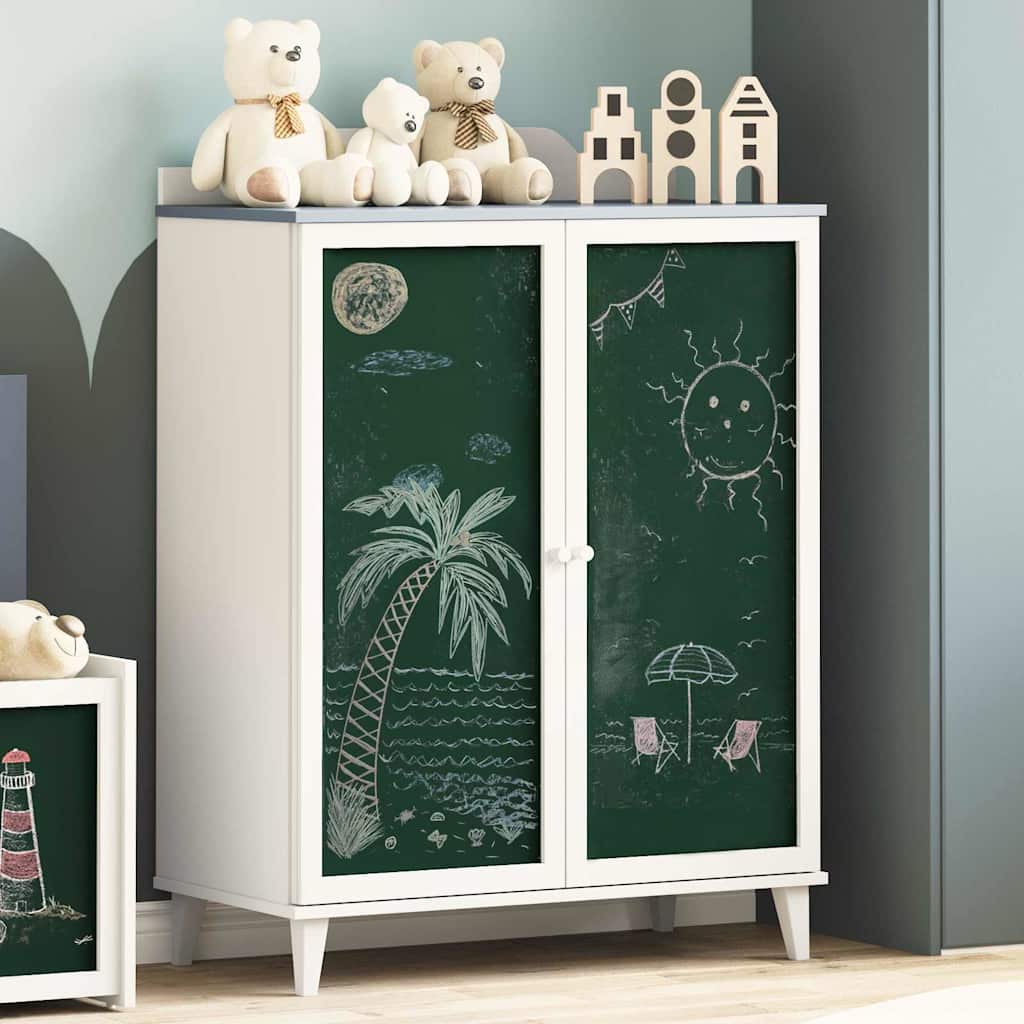 vidaXL Kast met twee deuren en krijtbord voorkant ROROS Wit