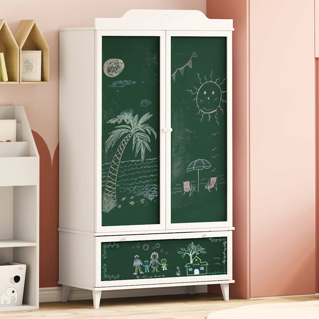 vidaXL Krijtbord Garderobe ROROS Wit 90 x 45 x 165 cm Bewerkt hout