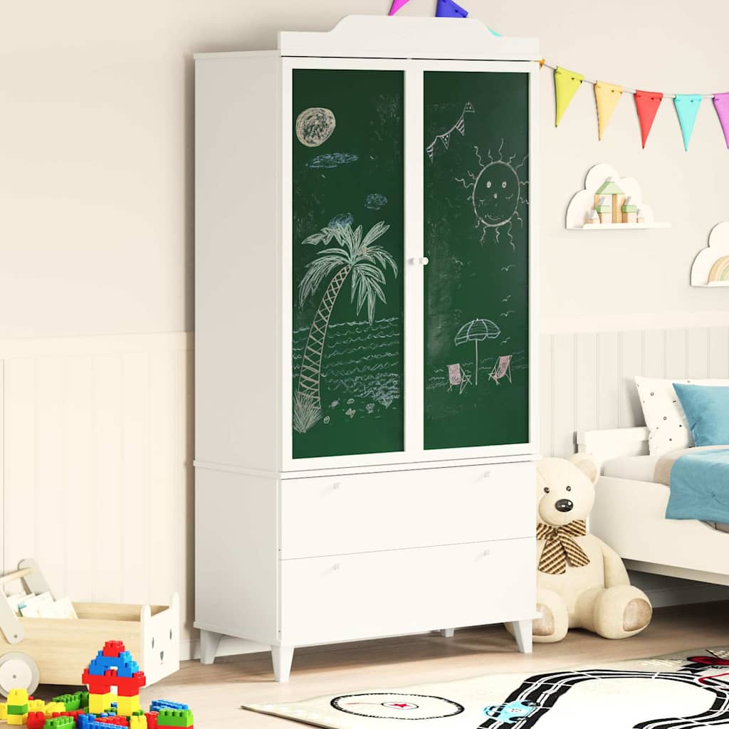 vidaXL Chalkboard Wardrobe ROROS White 90 x 45 x 180 cm Engineered Wood