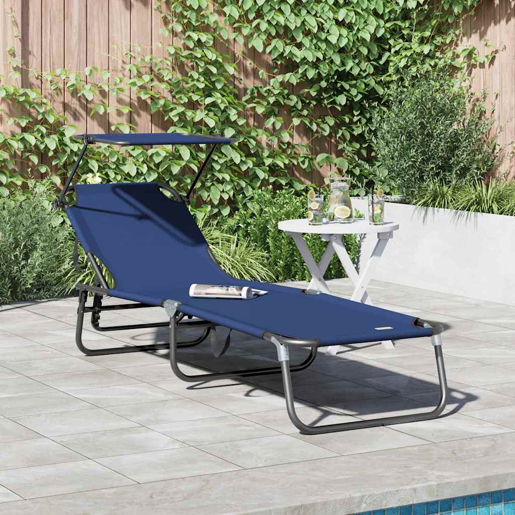 vidaXL Opvouwbare zonnebed Blauw 190 x 57 x 81 cm oxford
