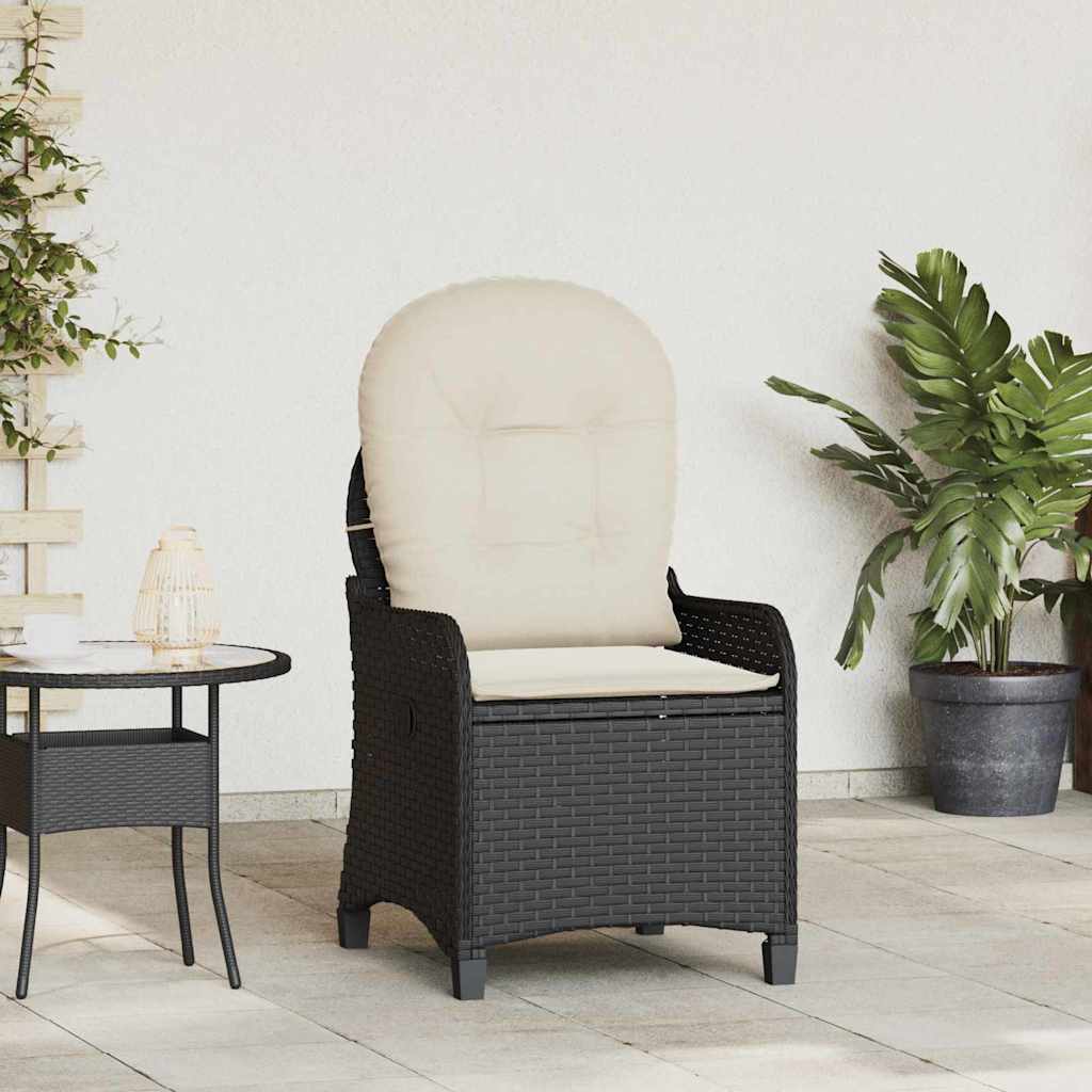 vidaXL Ligstoel met kussen Zwart 56 x 66 x 95 cm poly rattan