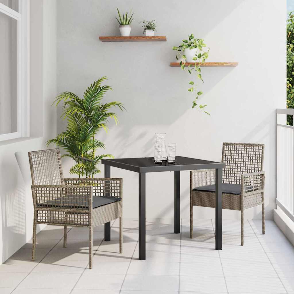 vidaXL Tuinstoel met kussen 2 pcs Zwart 55 x 53 x 85 cm poly rattan