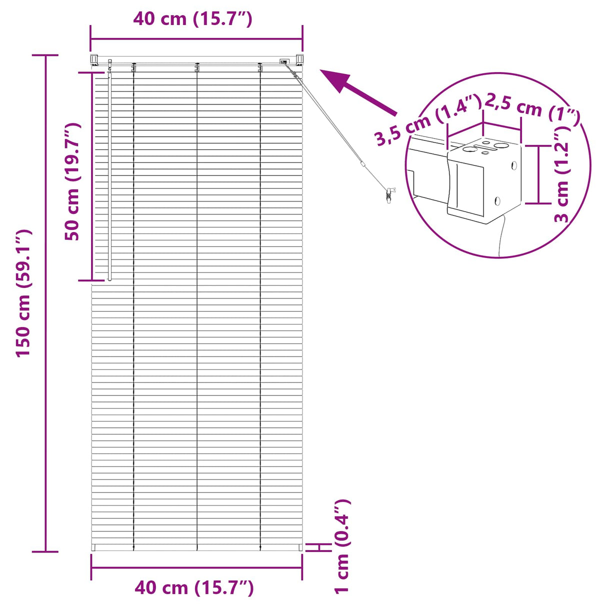 vidaXL Venetiaan Blind Verstelbaar Zilvergrijs 150 x 40 cm PVC