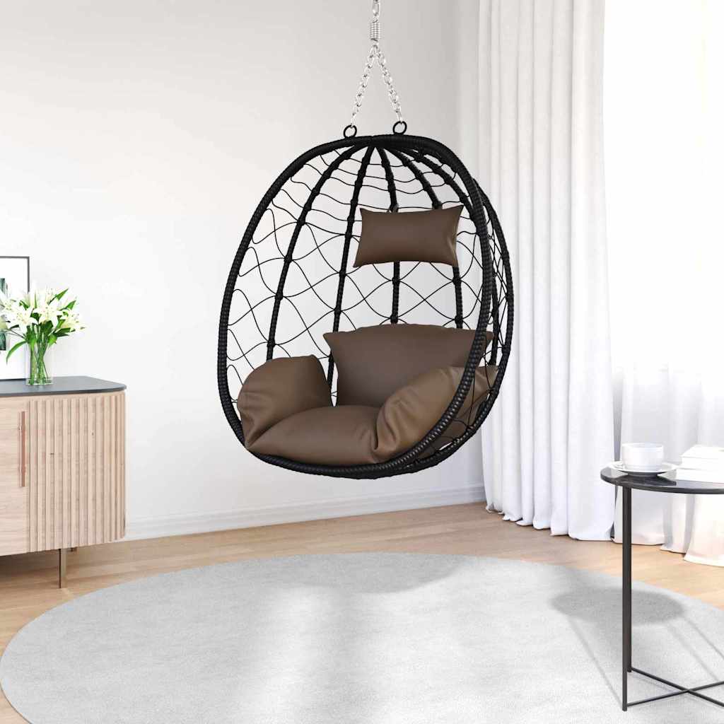 vidaXL Hangende ei-stoel Antraciet 91,5 x 54,5 x 107 cm poly rattan
