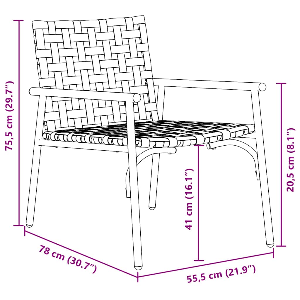vidaXL Tuinstoel 2 pcs Bruin 78 x 55,5 x 75,5 cm poly rattan