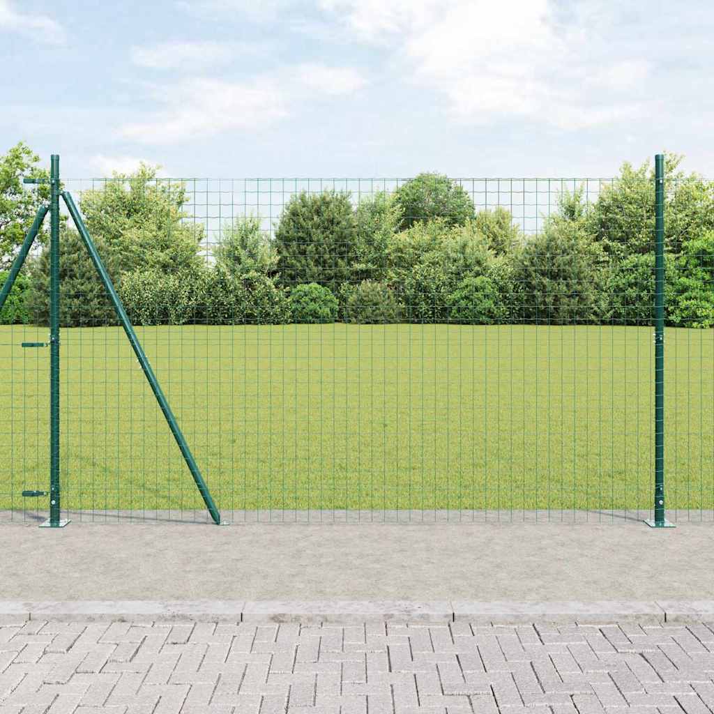 vidaXL Hekpaal met betonbasis 26 st Groen Gepoedercoat staal