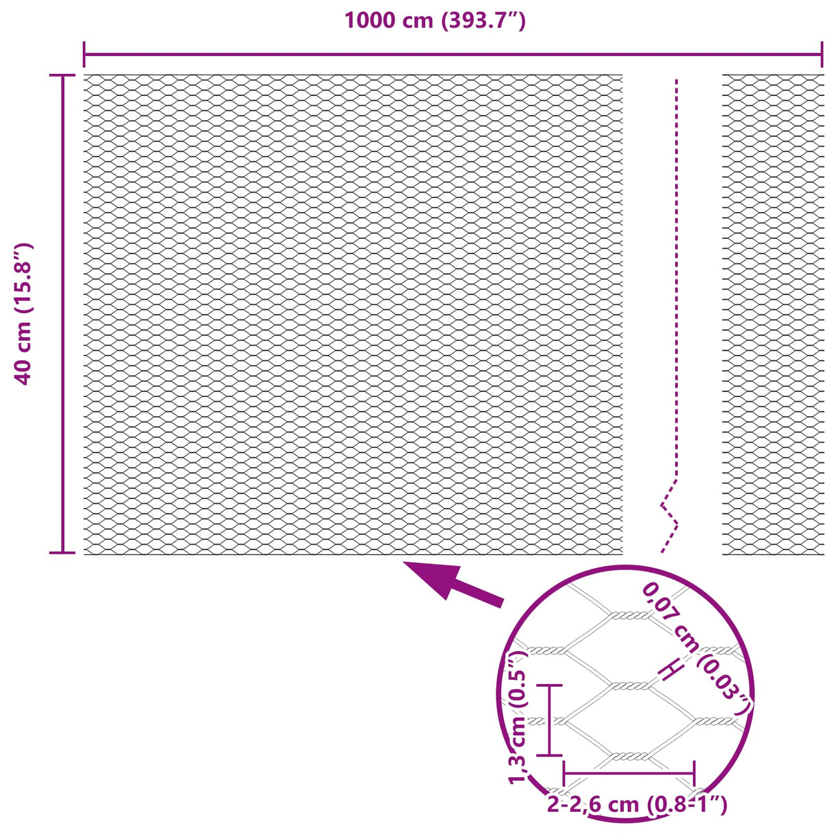 vidaXL Hexagon Hek Groen 0,4 x 10 m PVC