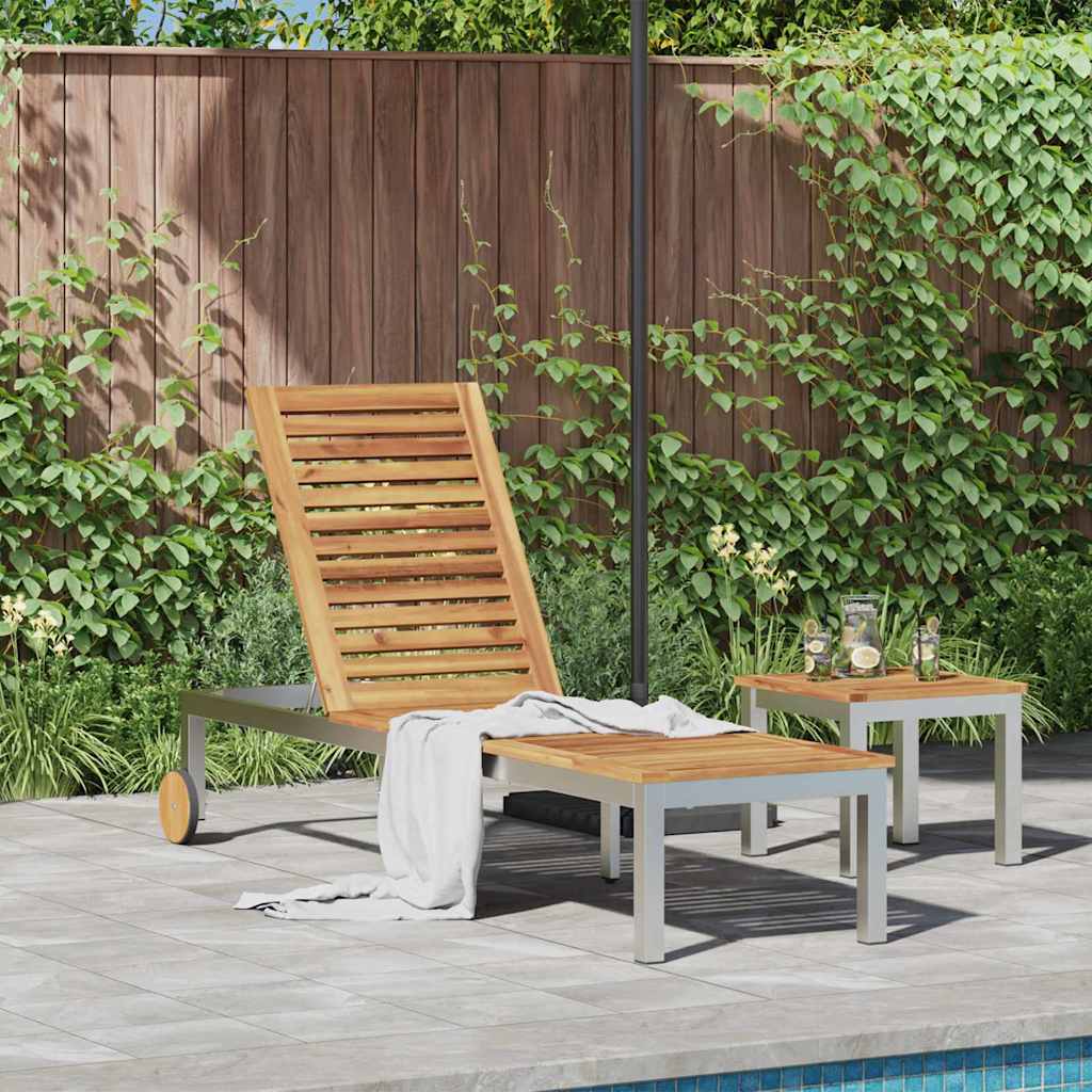 vidaXL Sun Lounger Oiled Natural 205 x 53 x 100 cm Solid Acacia Wood