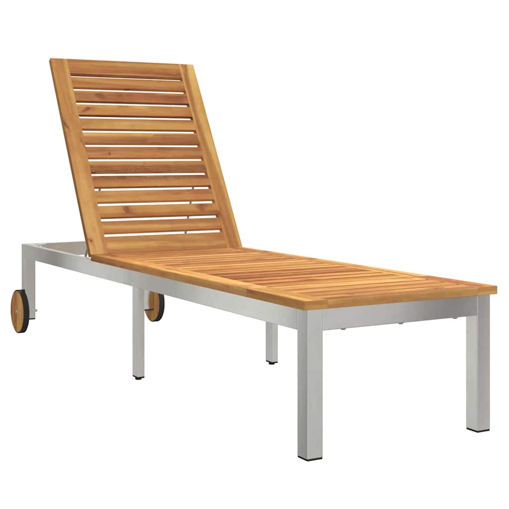 vidaXL Sun Lounger Oiled Natural 205 x 53 x 100 cm Solid Acacia Wood