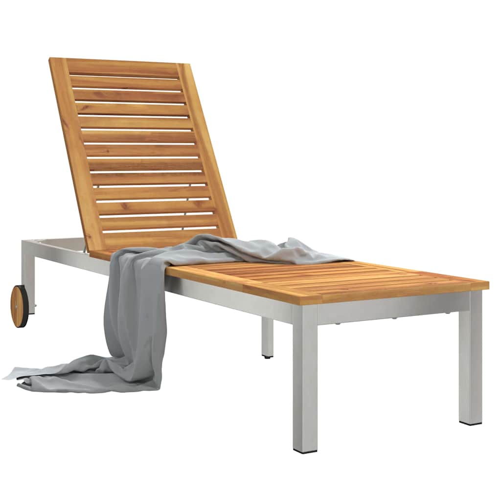 vidaXL Sun Lounger Oiled Natural 205 x 53 x 100 cm Solid Acacia Wood