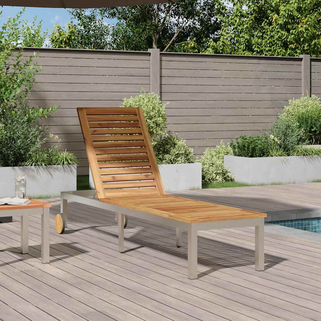 vidaXL Sun Lounger Oiled Natural 205 x 53 x 100 cm Solid Acacia Wood