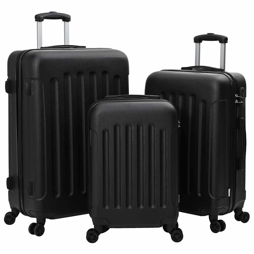 vidaXL Koffer met slot 3 pcs Zwart 50 x 31 x 78 cm ABS Kunststof