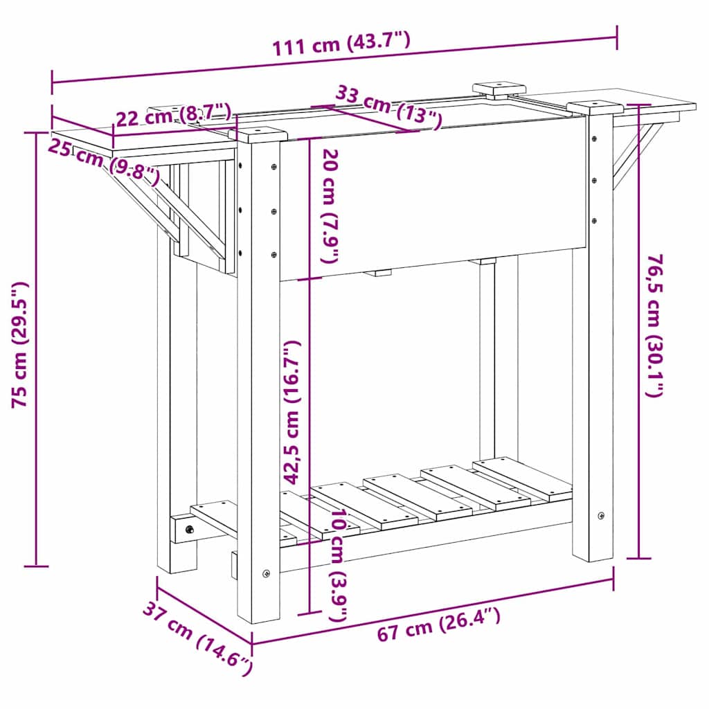 vidaXL Garden Planter Beige 111 x 37 x 76.5 cm Solid Spruce Wood