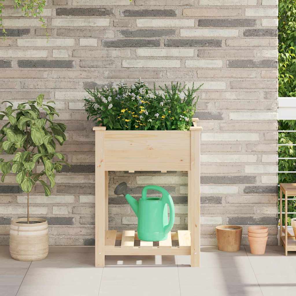 vidaXL Tuin Plantpot Beige 45 x 45 x 76,5 cm Massief Vurenhout