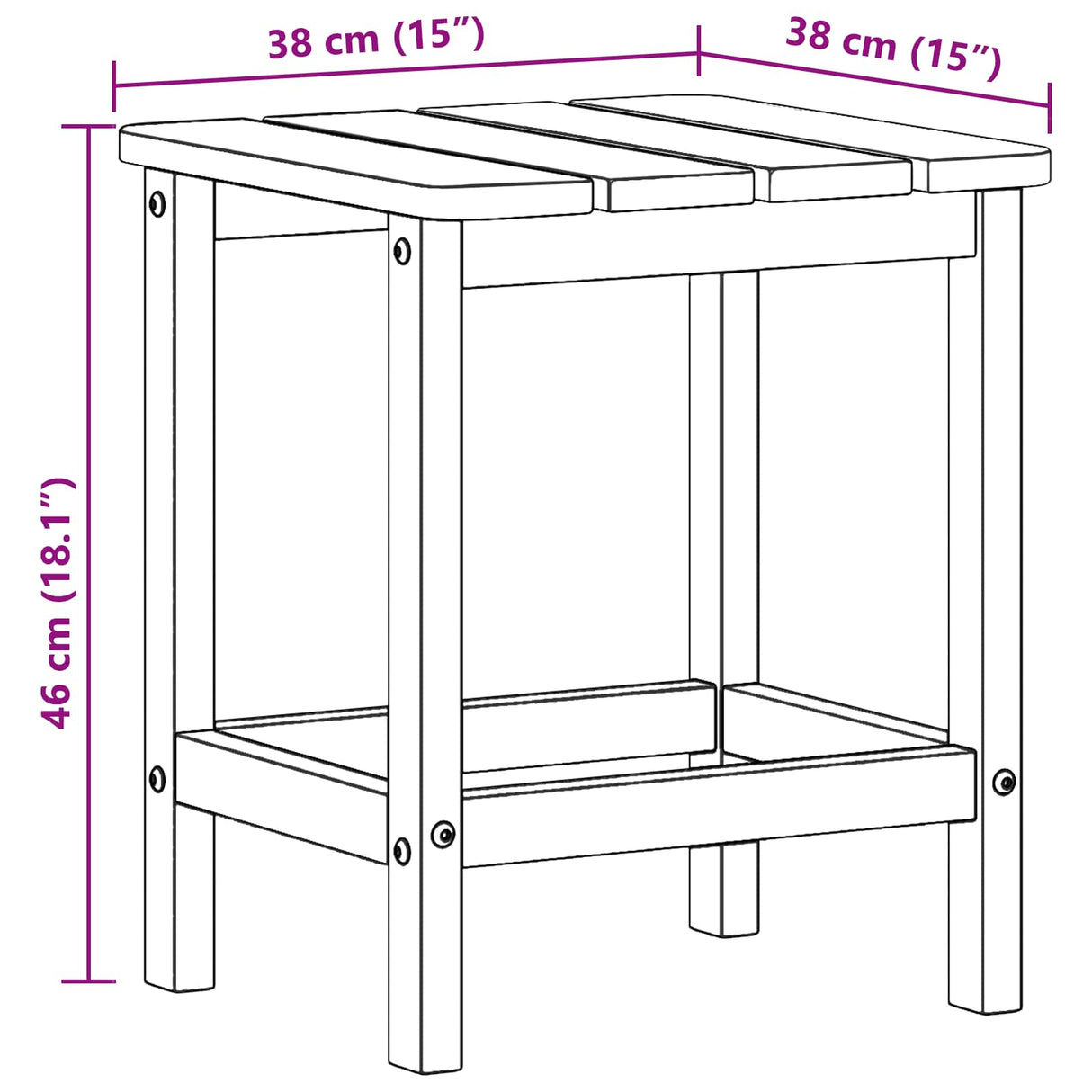 vidaXL Side Table White 38 x 38 x 46 cm Polyethylene