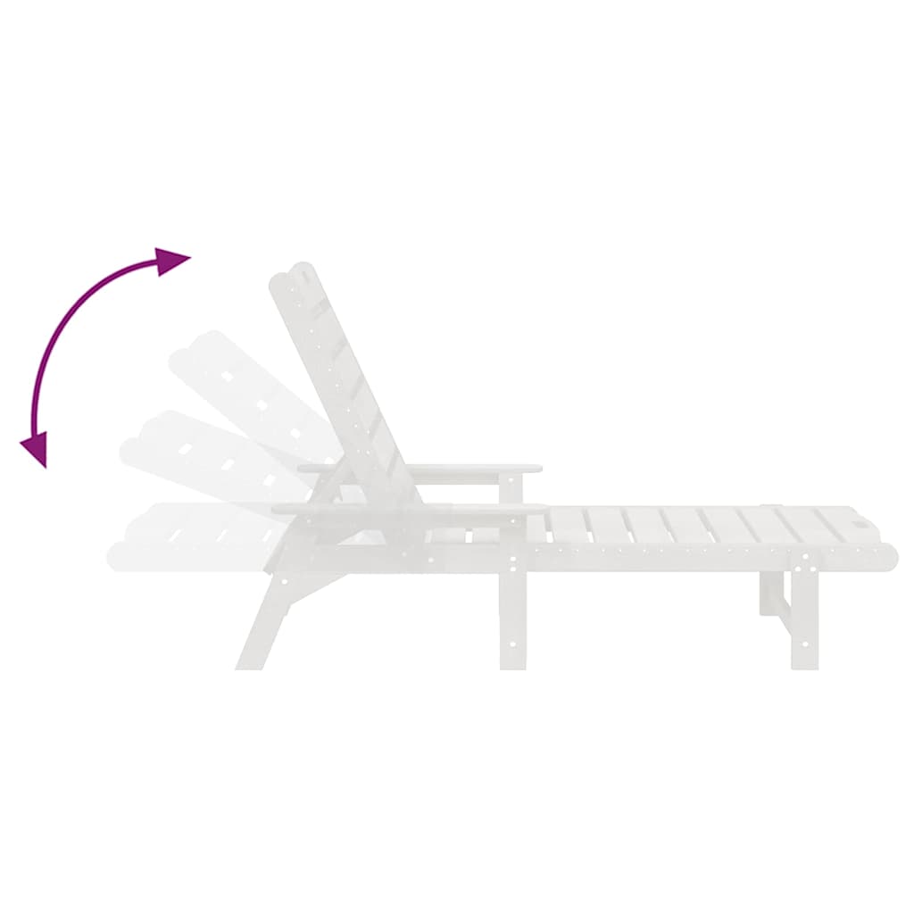 vidaXL Ligstoel Wit 195,5 x 53 x 98,5 cm HDPE