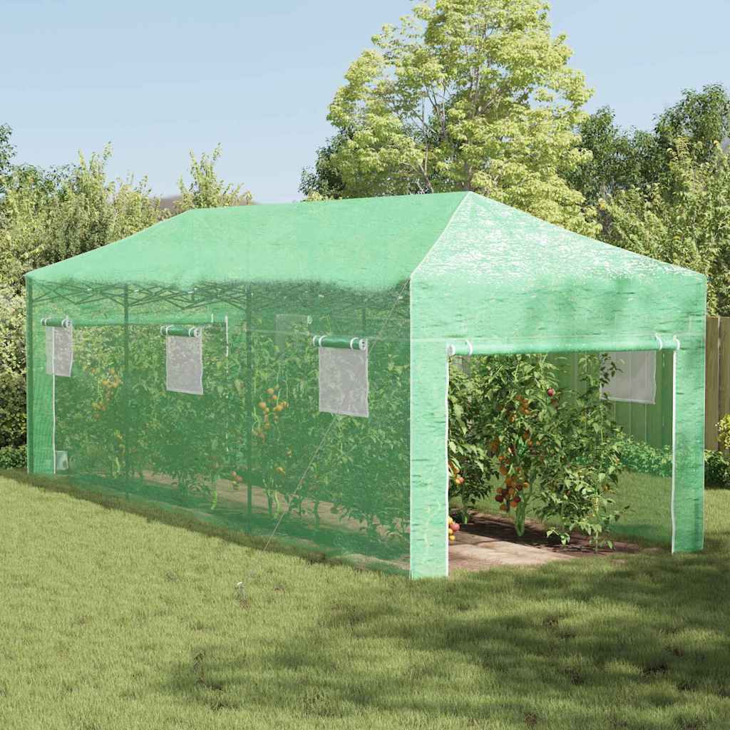 vidaXL Kas met Pop-up Frame met dak Groen 200 x 200 x 300 cm IJzer