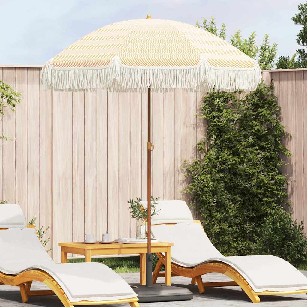 vidaXL Beach Parasol Yellow and White 160 x 160 x 196 cm Polyester and Steel