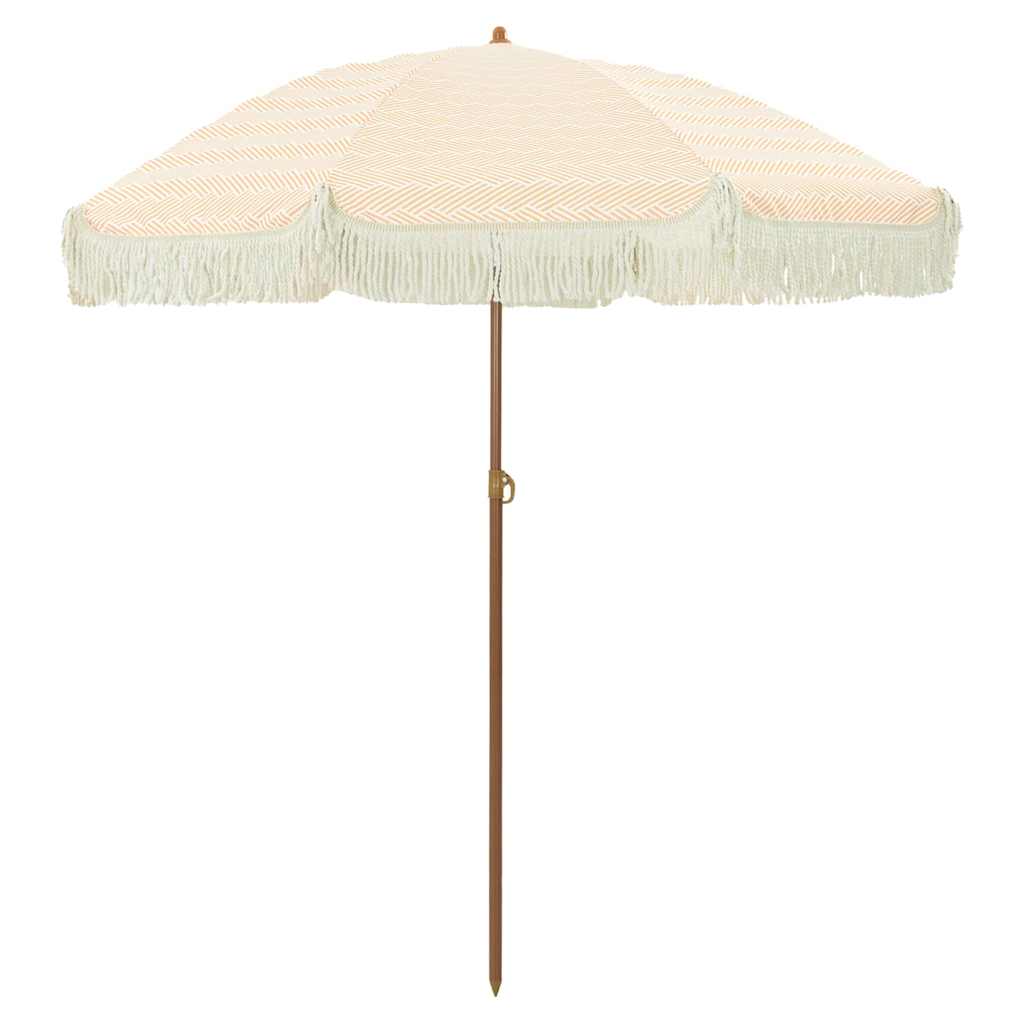 vidaXL Beach Parasol Yellow and White 160 x 160 x 196 cm Polyester and Steel