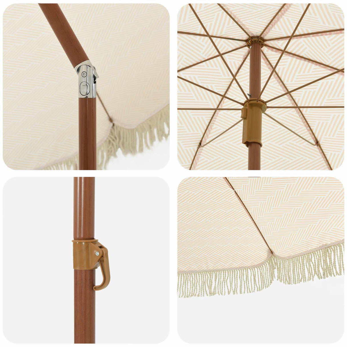 vidaXL Beach Umbrella Yellow and White 205 x 205 x 210 cm Polyester and Steel