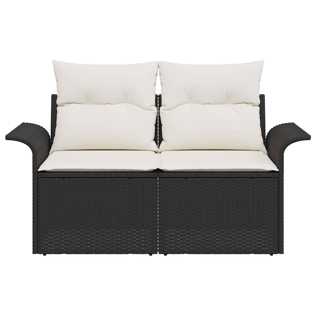 vidaXL Tuin Sofa met kussen Zwart 141 x 62 x 69cm poly rattan