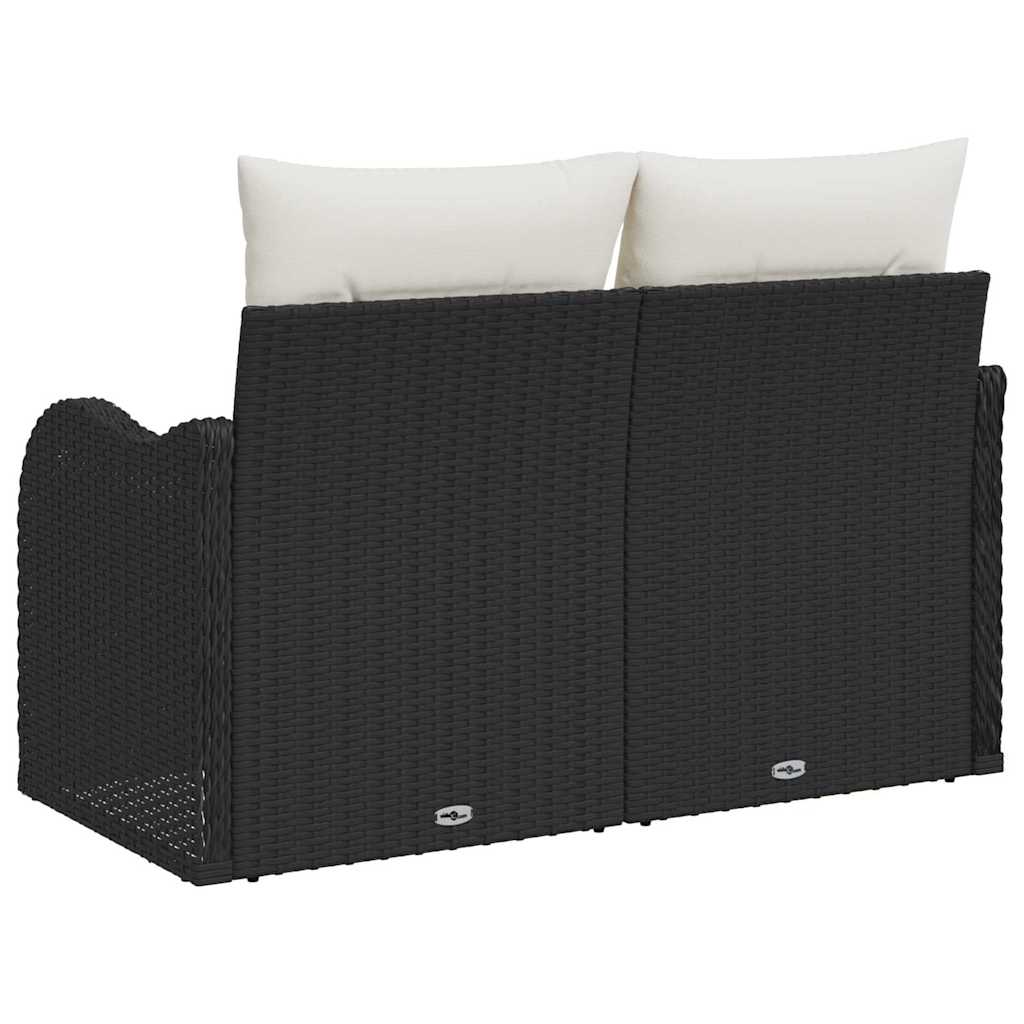 vidaXL Tuin Sofa met kussen Zwart 121 x 62 x 69cm poly rattan