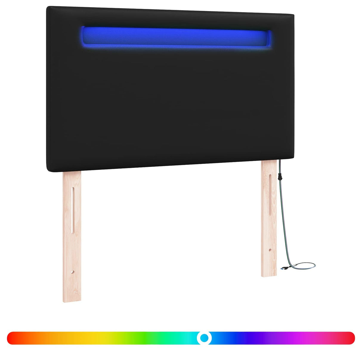 vidaXL LED Hoofdbord Zwart 90 cm Kunstleer