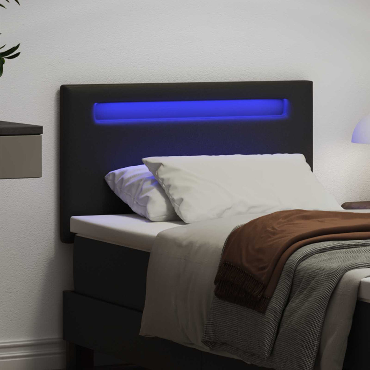 vidaXL LED Hoofdbord Zwart 90 cm Kunstleer