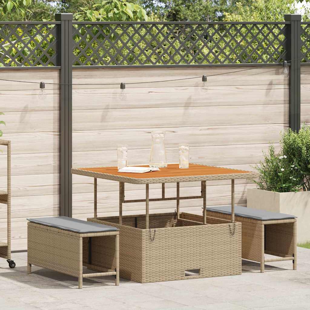 vidaXL Tuin Eettafel Set Zwart poly rattan
