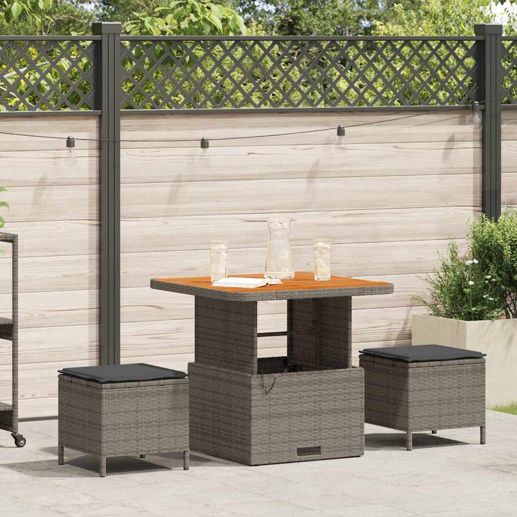 vidaXL Tuin Eettafel Set Zwart poly rattan