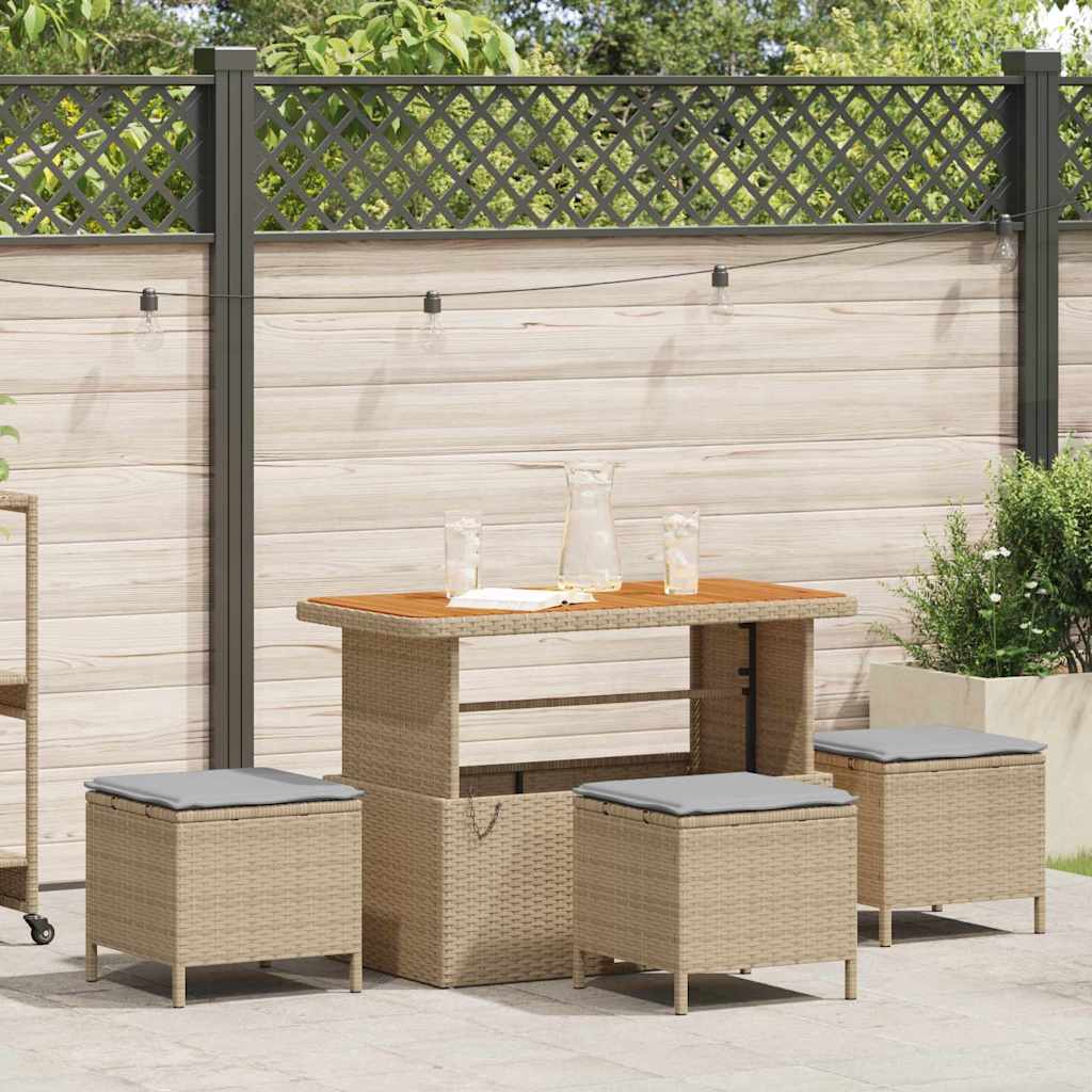 vidaXL Tuin Eettafel Set Zwart poly rattan