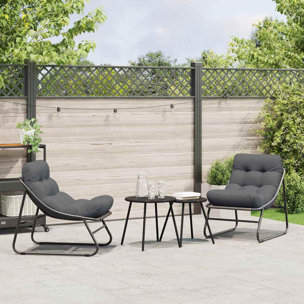vidaXL Tuinmeubelen 2 pcs Zwart 60,5 x 81 x 71 cm Gepoedercoat staal