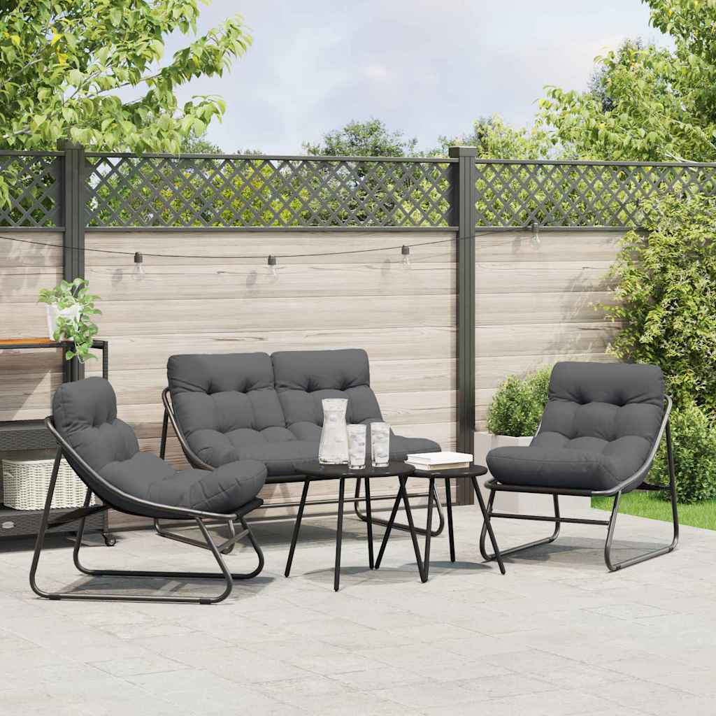 vidaXL Tuinmeubelen 2 pcs Zwart 60,5 x 81 x 71 cm Gepoedercoat staal