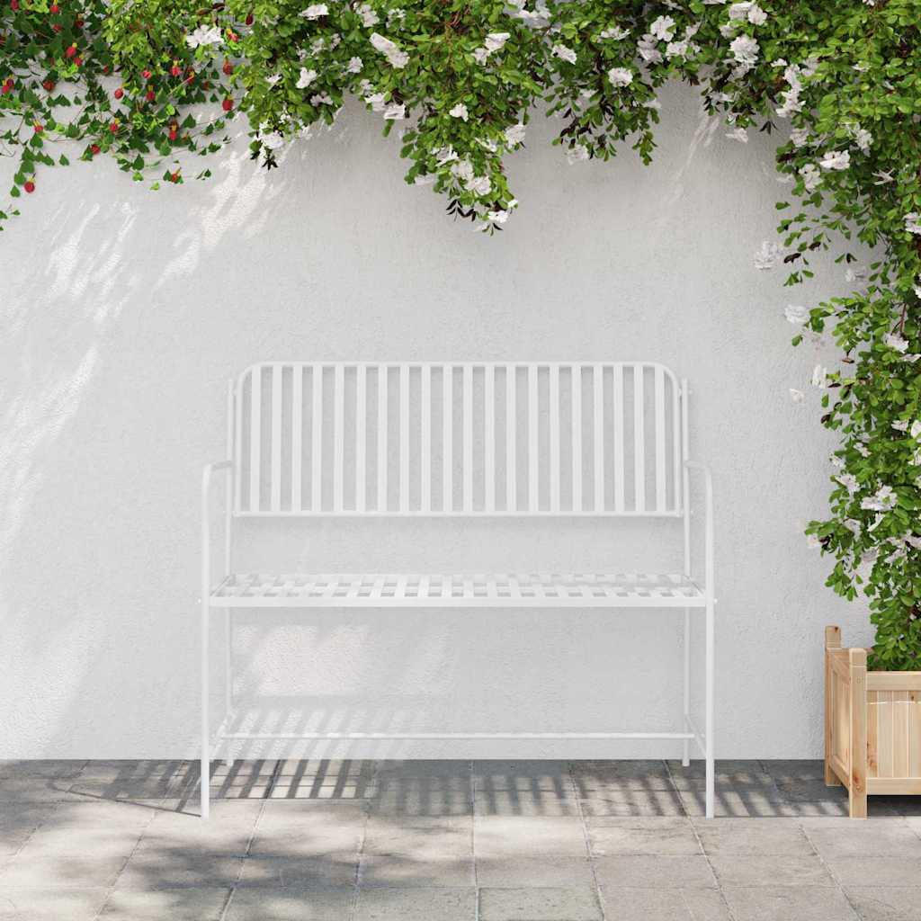 vidaXL Tuinbank Effen Wit 103,5 x 51,5 x 90 cm Staal