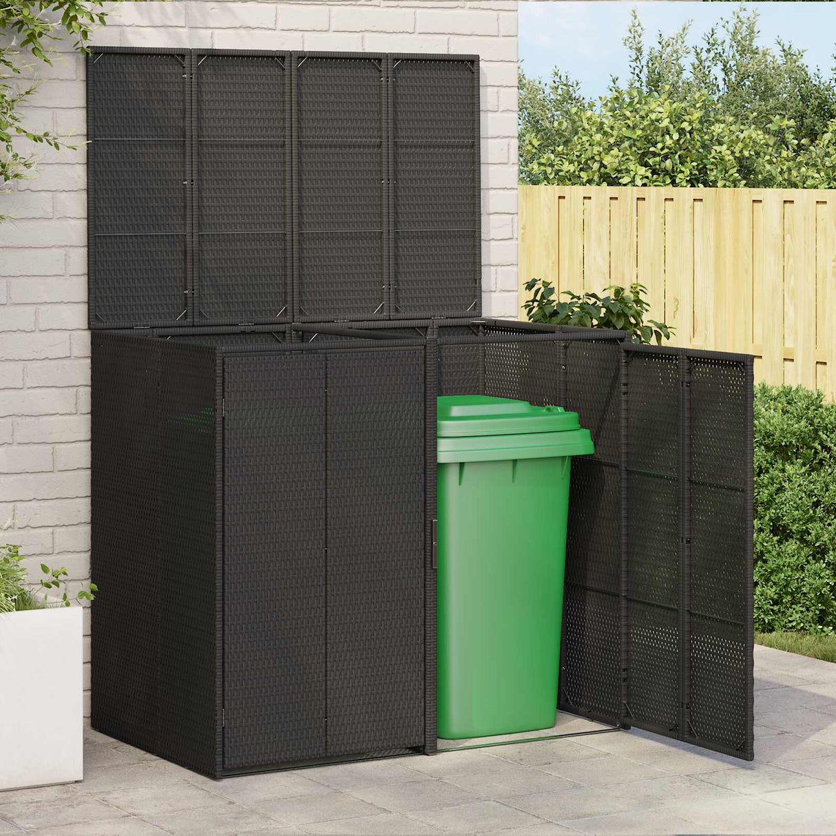 vidaXL Waste Bin Box Black 65 x 80 x 115 cm Polyethylene