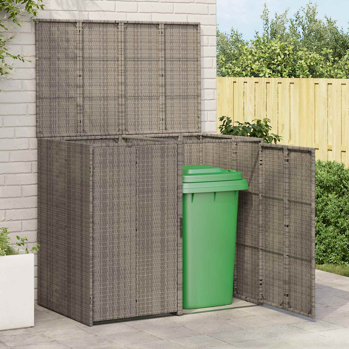 vidaXL Waste Bin Box Black 65 x 80 x 115 cm Polyethylene