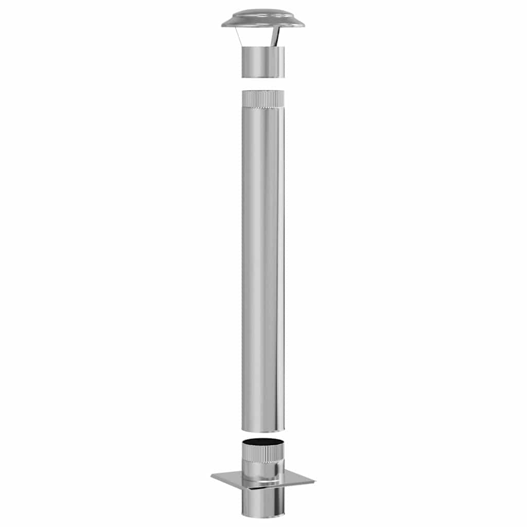 vidaXL Schouw Verlengstuk Zilver 25 x 25 x 132 cm Roestvrij staal