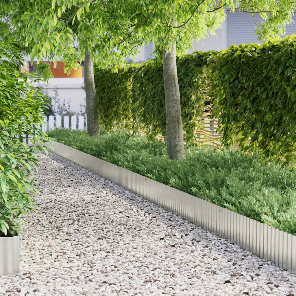 vidaxl Grasrand Zilver 1000 x 15 x 0.03 cm Gegalvaniseerd Staal