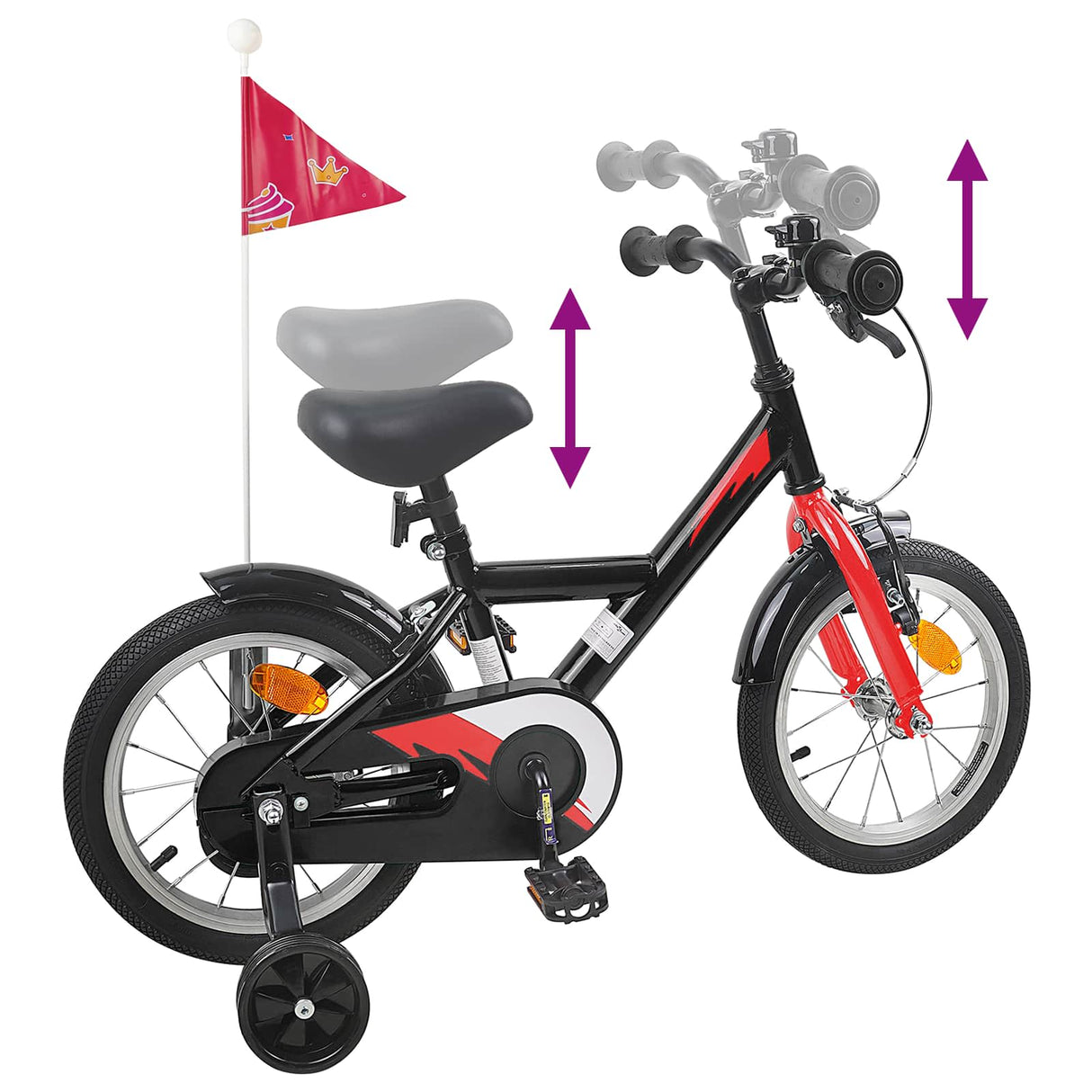 vidaXL Kinderfiets 12 Inch voor 2-4 jaar oud Zwart