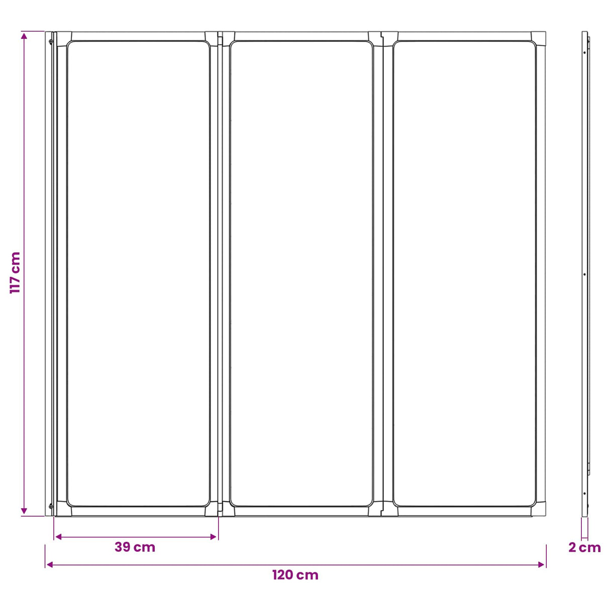 vidaXL Douchescherm Zwart 120 x 2 x 117 cm Aluminium en PP