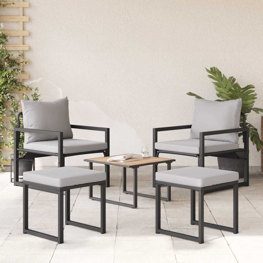 vidaXL Tuinmeubelen 4 pcs 2-Aantal zitplaatsen Lichtgrijs Polyester