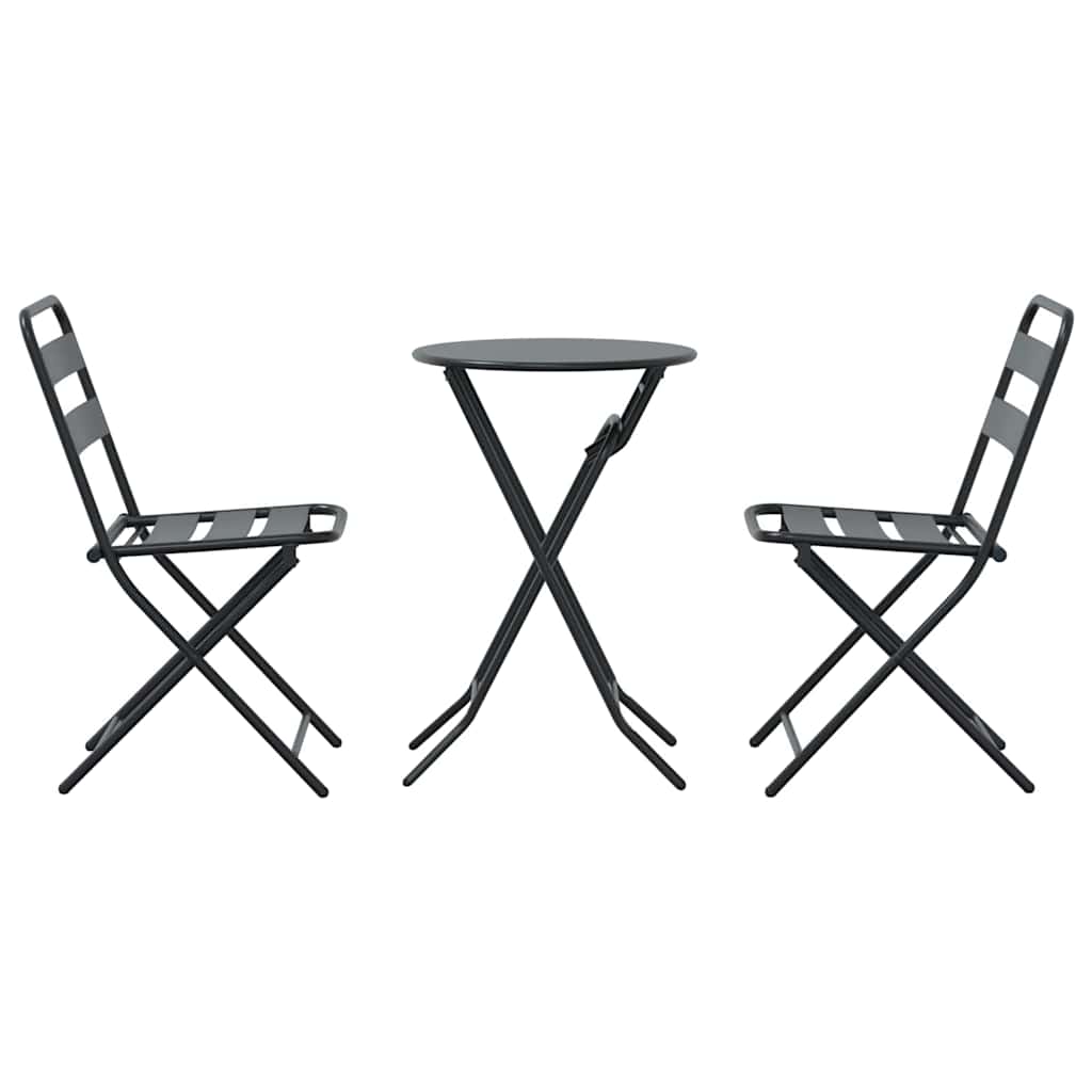 vidaXL Tuin Bistro Set 3 pcs Antraciet Staal