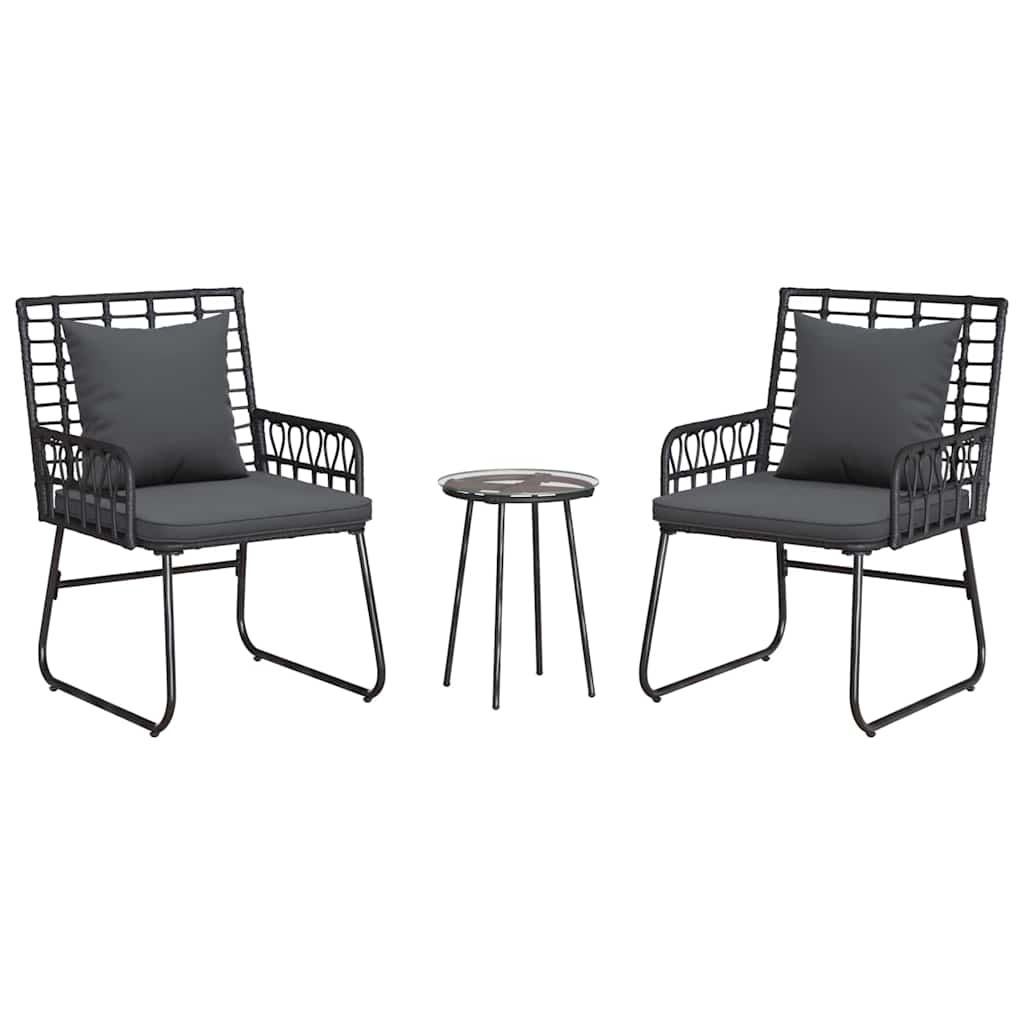 vidaXL Tuin Eettafel Set 3 pcs Zwart en Anthraciet poly rattan