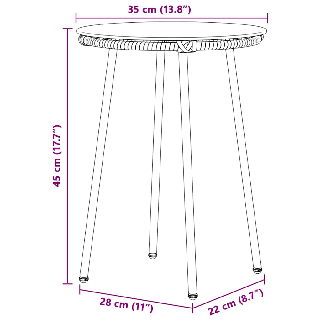 vidaXL Tuin Eettafel Set 3 pcs Zwart en Anthraciet poly rattan