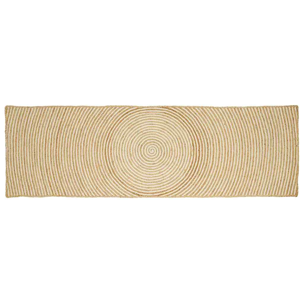 vidaXL Tapijt Natuurlijk en Wit 60 x 110 cm Jute