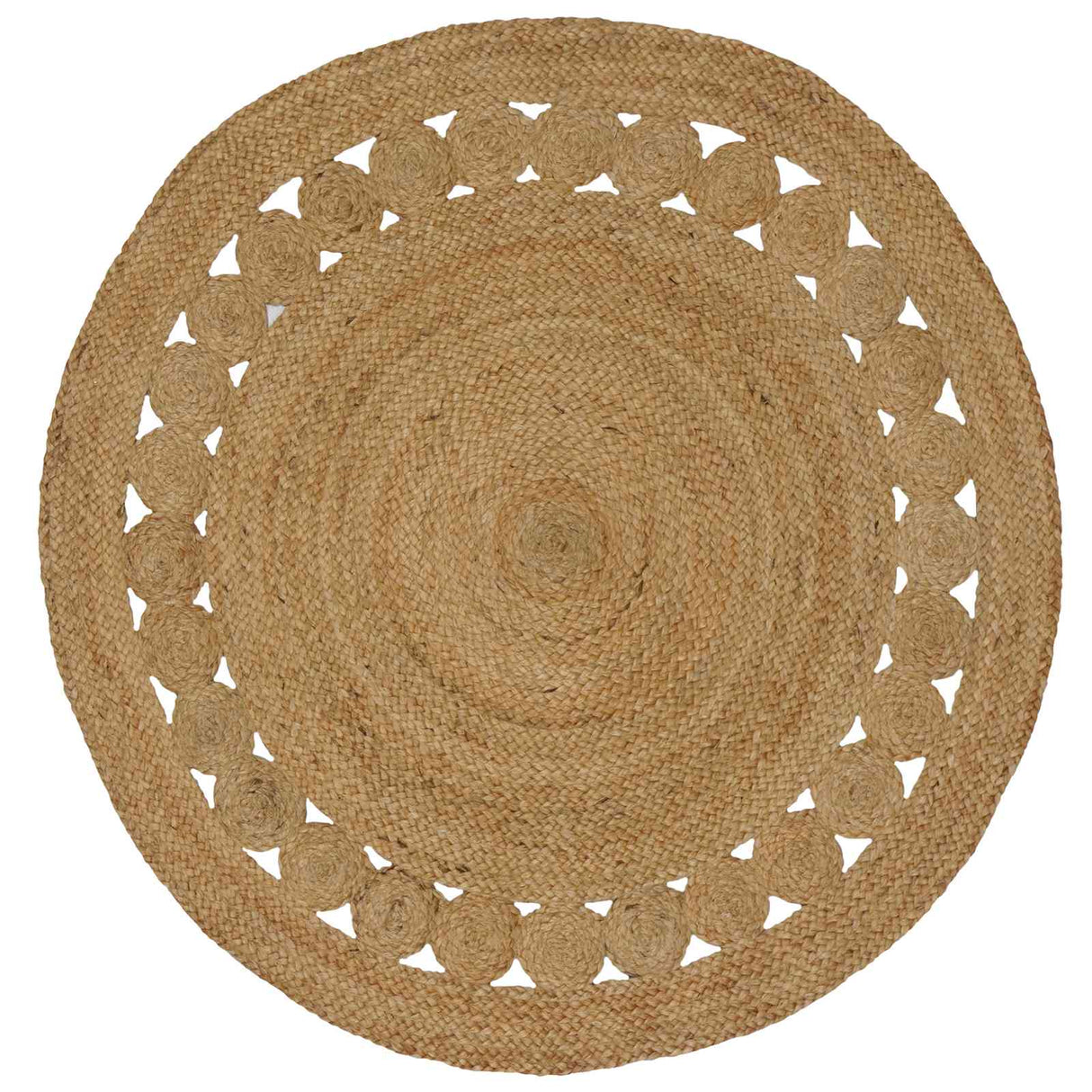 vidaXL Tapijt met ontwerp rond 90 cm gevlochten jute